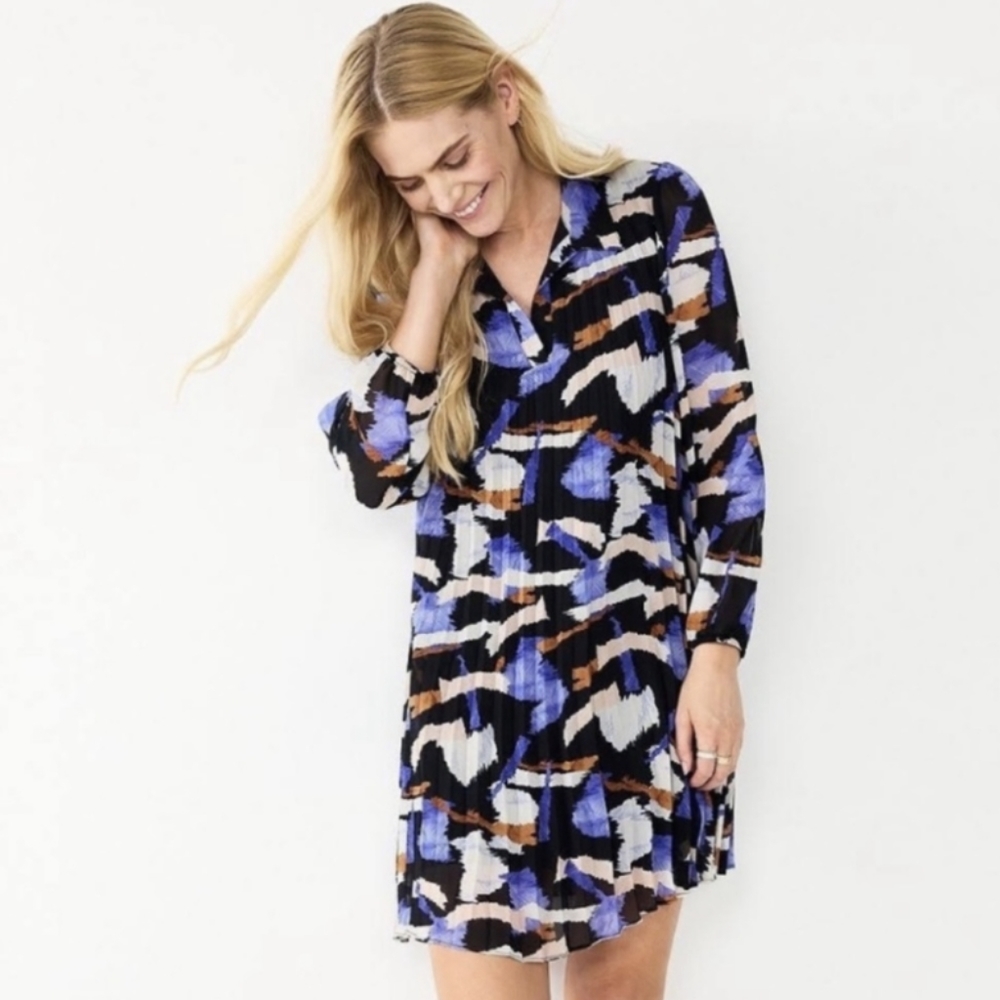 Pleated Swing Dress, XS